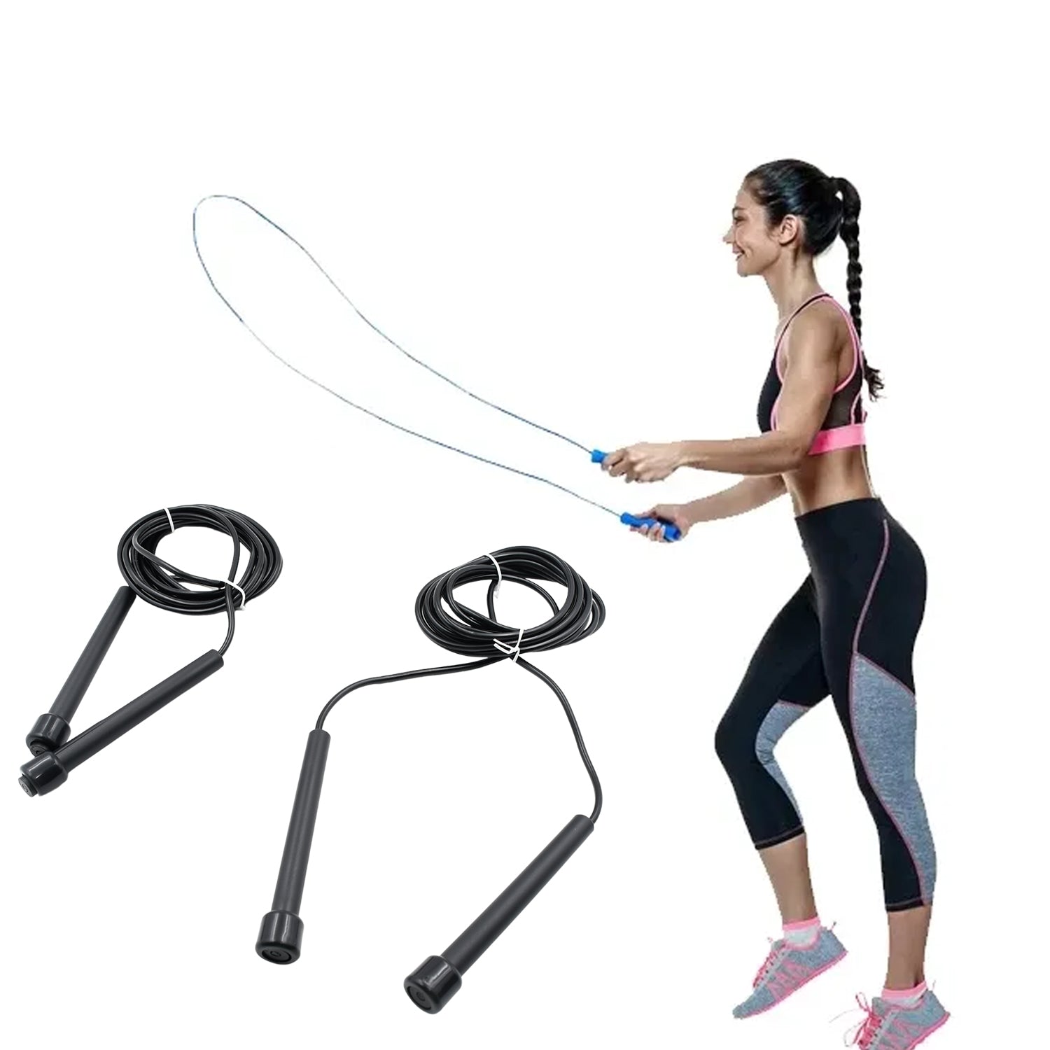 Speed skipping rope with PVC handle. Speed skipping rope with PVC handle.